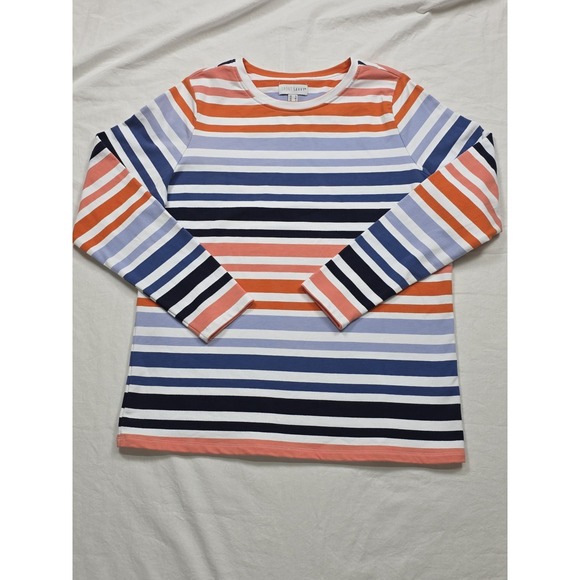 Sport Savvy French Terry Orange White Blue Size Small Womens Pullover Top - Picture 1 of 9